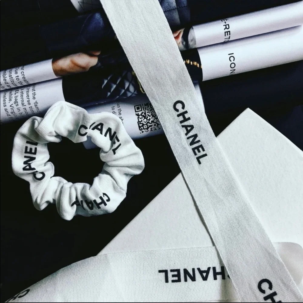 Authentic Chanel Classic Logo Black and White Wrapping Ribbon DIY-over 10 feet
